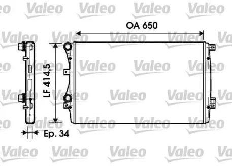 Радіатор двигуна AUDI A3, TT SEAT ALTEA, ALTEA XL, LEON, TOLEDO III SKODA OCTAVIA II, RAPID, SUPERB II, YETI VW BEETLE, CADDY ALLTRACK IV, CADDY III, CADDY IV, CC B7, EOS 1.0-3.6 02.03-09.20 Valeo 732872