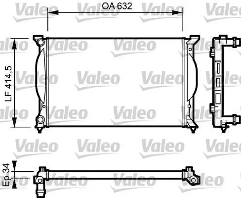 Радіатор двигуна AUDI A4 B6, A4 B7, A6 C5 SEAT EXEO, EXEO ST 1.6-2.0D 11.00-05.13 Valeo 732963 (фото 1)
