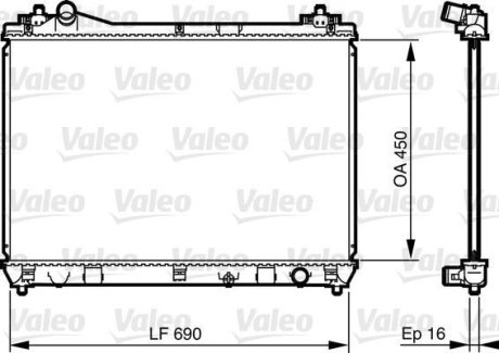 Радіатор охолодження Suzuki Grand Vitara II 1.6/2.4 05- (698x450x16) d1=34mm/d2=34.5mm Valeo 735433