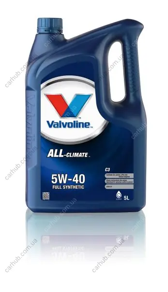 Моторна олива ALL CLIMATE (5L) 5W40 API CF SM SN ACEA C3 BMW LL-04 DEXOS 2 FORD M2C917 A MB 226.5 MB 229.31 PORSCHE A40 RENAULT RN 0700 RENAULT RN 0710 VW 505.00 VW 505.01 VALVOLINE ALL CLIMATE 5W40 C3 5L (фото 1)