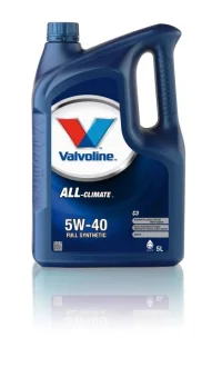 Моторна олива ALL CLIMATE (5L) 5W40 API CF SM SN ACEA C3 BMW LL-04 DEXOS 2 FORD M2C917 A MB 226.5 MB 229.31 PORSCHE A40 RENAULT RN 0700 RENAULT RN 0710 VW 505.00 VW 505.01 VALVOLINE ALL CLIMATE 5W40 C3 5L