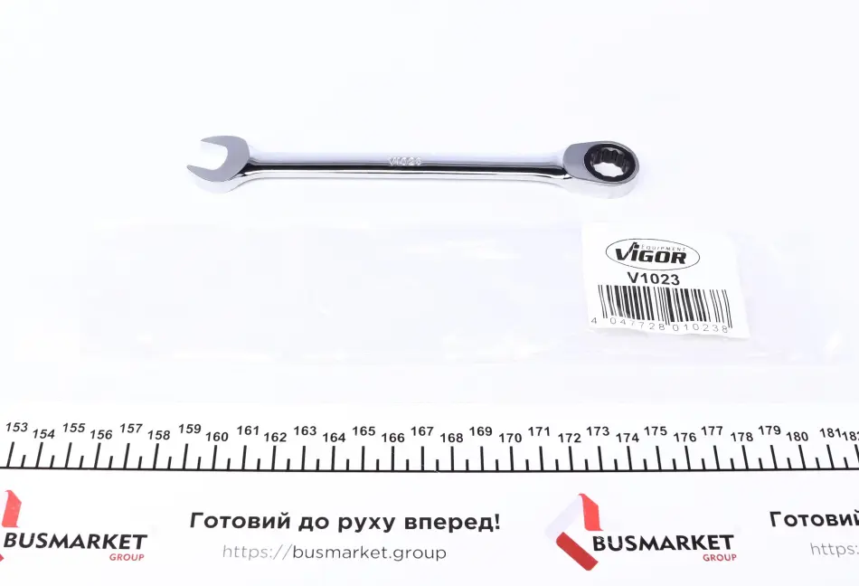 Ключ ріжково-накидний з тріскачкою 13 мм 72 зуб. L-177 мм VIGOR V1023 (фото 1)
