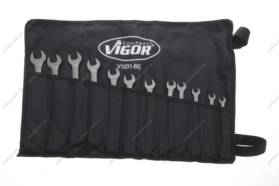 Набір ключів ріжково-накидних з тріскачкою 8-19 мм 12 од. BLACK EDITION VIGOR V1031-BE (фото 1)