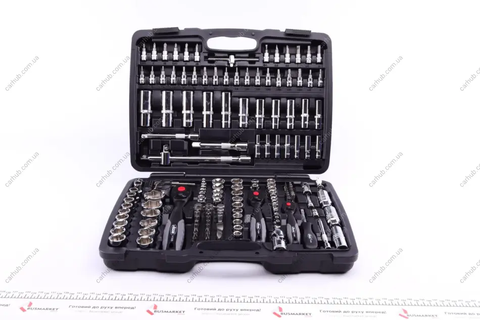 Haбіp інcтpумeнтів кoмбінoвaний 1/2", 1/4", 3/8" (головки, головки зі вставкою, біти) 172 од. (хромовані) VIGOR V2461 (фото 1)