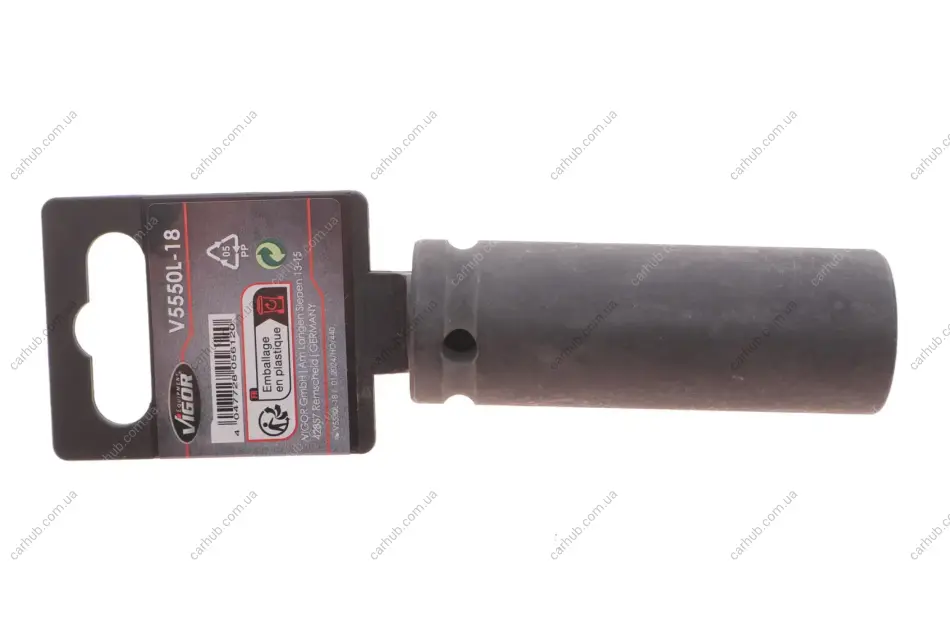 Головка торцева ударна 1/2" 18 мм Long 85 мм VIGOR V5550L-18 (фото 1)