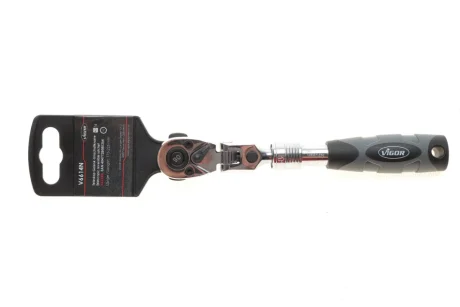 Тріскачка 1/4" телескопічна 90 зубців 175-225 мм VIGOR V6614N