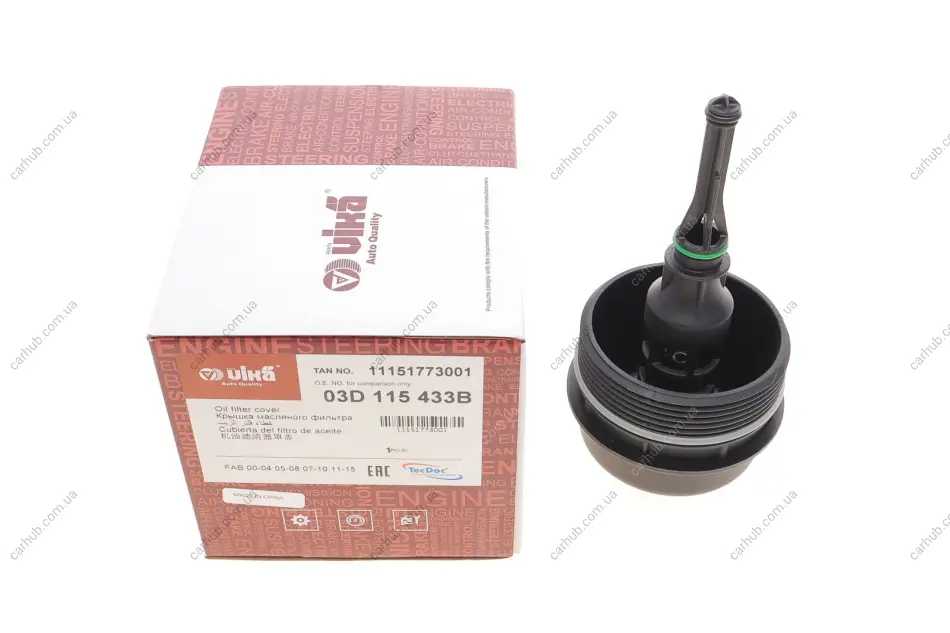 Кришка фільтра масляного Skoda Fabia/Roomster/VW Polo 1.2 12V 01-15 VIKA Vika 11151773001 (фото 1)
