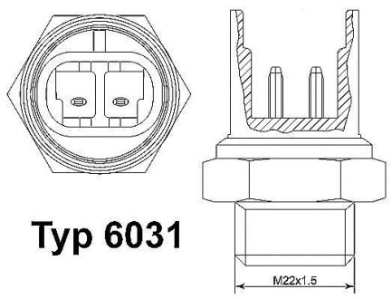 Датчик увімкнення вентилятора Opel Combo 1.4/1.7D (2 конт.) (100-95°C) WAHLER 6031.100D