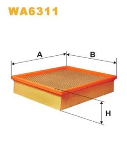 Фільтр повітряний - фільтруючий елемент (255x229x58) LAND ROVER RANGE ROVER II 2497/3947/4553 07.94-03.02 WIX FILTERS WA6311