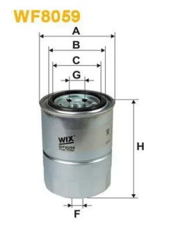 Паливний фільтр ISUZU ELF, GEMINI, MIDI KIA BESTA, CARNIVAL I, CERES, K2700, PREGIO MITSUBISHI COLT II, COLT III, GALANT V, GALANT VI, GALANT VII, GALANT VIII, LANCER III 1.5D-3.1D 10.83- WIX FILTERS WF8059