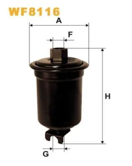 Паливний фільтр DAIHATSU CHARADE III LEXUS ES MITSUBISHI COLT IV, ECLIPSE I, GALANT VI, GALANT VII, LANCER V, SPACE TOYOTA CALDINA, CAMRY, CARINA E VI, CARINA V, CARINA VII 1.0-3.0 08.83-10.03 WIX FILTERS WF8116