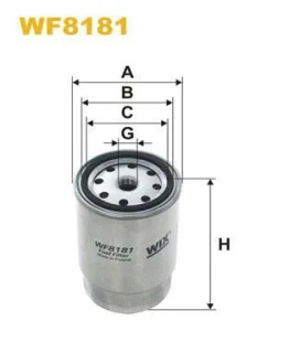 Паливний фільтр FIAT DUCATO, PUNTO, STRADA, TALENTO, 1000, 900 FORD A-SERIES, TRANSIT LANCIA THEMA NISSAN LEAF IVECO ZETA RVI MIDLINER SCANIA 2, 3, 3 BUS VOLVO FL4 1.7D-Electric WIX FILTERS WF8181