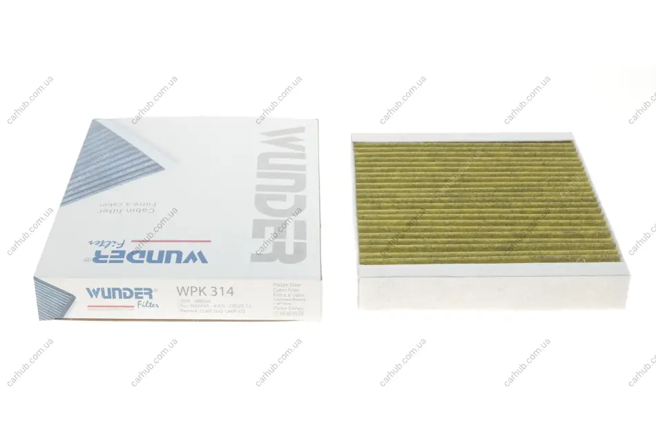 Фільтр салону Chevrolet Aveo (T300) 11-/ Opel Astra J 09- (вугільний) WUNDER FILTER WPK 314 (фото 1)