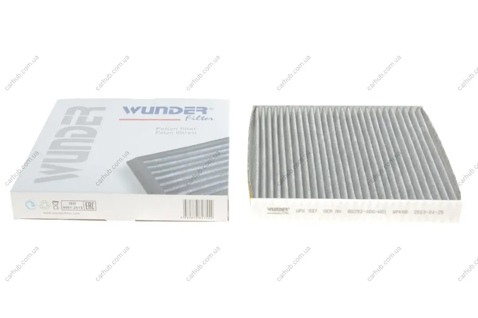 Фільтр салону Honda CR-V/Civic 07- (вугільний) WUNDER FILTER WPK 997 (фото 1)