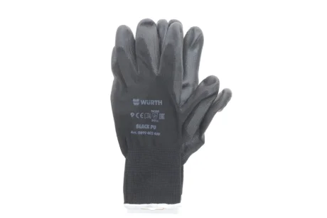 Рукавиці захисні з поліуретановим покриттям Black PU (Т.9) WURTH 0899402409