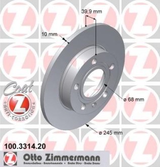 Диск тормозной ZIMMERMANN 100.3314.20