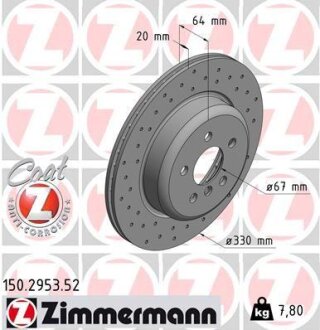 Фото диск гальмівний SPORT Z правий ZIMMERMANN 150295352 Диск гальмівний SPORT Z правий ZIMMERMANN 150295352