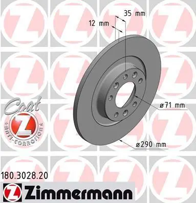Диск гальмівний Coat Z ZIMMERMANN 180302820 (фото 1)