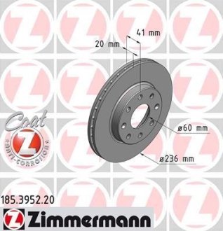 Диск тормозной ZIMMERMANN 185.3952.20