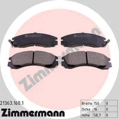 Колодки гальмівні дискові комплект ZIMMERMANN 213631601 (фото 1)