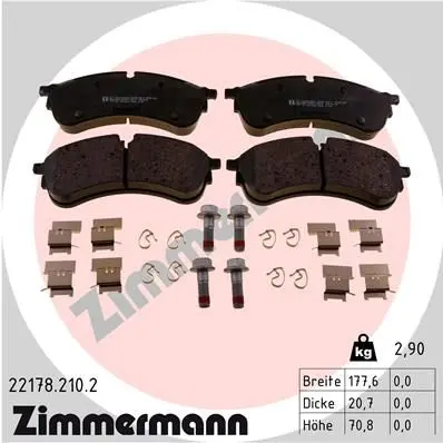 Колодки гальмівні дискові, комплект ZIMMERMANN 221782102 (фото 1)