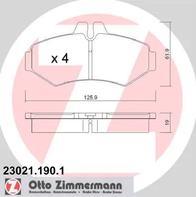 Колодки гальмівні дискові, к-кт ZIMMERMANN 230211901 (фото 1)