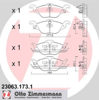 Фото колодки гальмівні дискові комплект ZIMMERMANN 230631731 Колодки гальмівні дискові комплект ZIMMERMANN 230631731