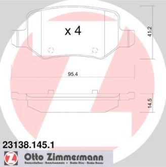 Колодки гальмівні (задні) MB A-class (W168) -04/ (W169) 04-12 (Lucas-Girling) ZIMMERMANN 23138.145.1