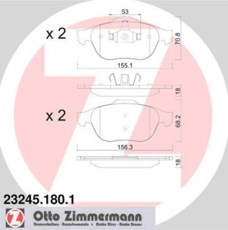 Тормозные колодки (передние) Renault Laguna II 01-07 (Ate-Teves) ZIMMERMANN 23245.180.1