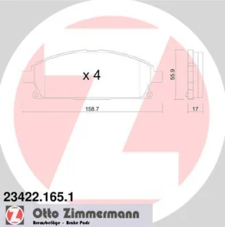 Колодки гальмівні дискові, комплект ZIMMERMANN 234221651