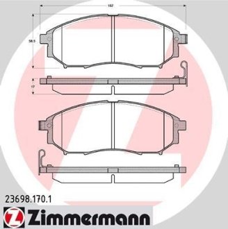 Колодки гальмівні (передні) Renault Koleos 2.0/2.5 08-/Infiniti FX 3.5 02- (Sumitomo) ZIMMERMANN 23698.170.1