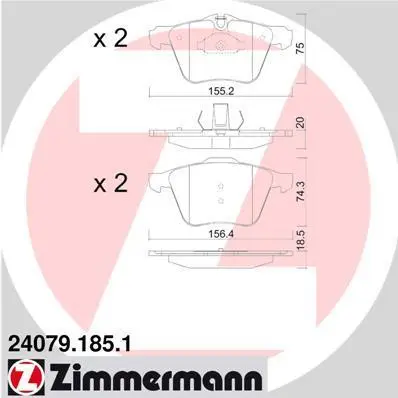 Колодки гальмівні дискові, комплект ZIMMERMANN 240791851 (фото 1)