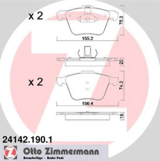 Фото колодки гальмівні дискові комплект ZIMMERMANN 241421901 Колодки гальмівні дискові комплект ZIMMERMANN 241421901