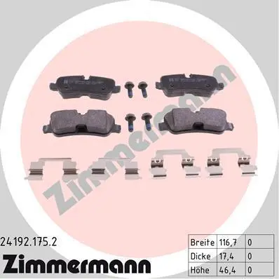 Колодки гальмівні дискові, комплект ZIMMERMANN 241921752 (фото 1)