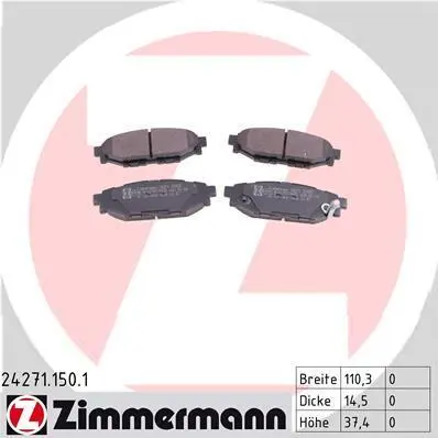 Колодки гальмівні дискові, комплект ZIMMERMANN 242711501 (фото 1)
