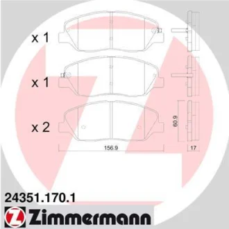Колодки гальмівні дискові, комплект ZIMMERMANN 243511701