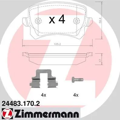 Колодки гальмівні дискові, к-кт ZIMMERMANN 244831702 (фото 1)