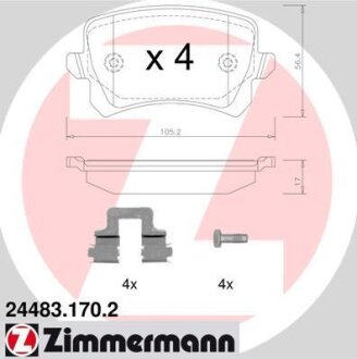 Фото колодки гальмівні дискові, к-кт ZIMMERMANN 244831702 Колодки гальмівні дискові, к-кт ZIMMERMANN 244831702