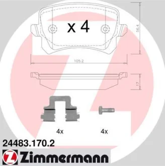 Колодки гальмівні дискові, к-кт ZIMMERMANN 244831702