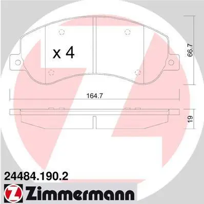 Колодки гальмівні дискові, к-кт ZIMMERMANN 244841902 (фото 1)