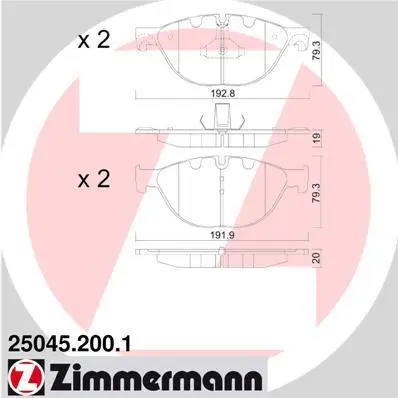 Колодки гальмівні дискові, к-кт ZIMMERMANN 250452001 (фото 1)