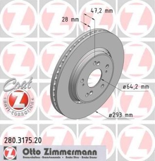 Диск тормозной ZIMMERMANN 280.3175.20