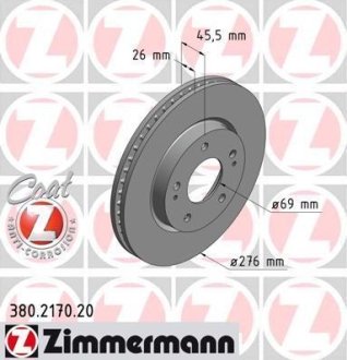 Диск тормозной ZIMMERMANN 380.2170.20