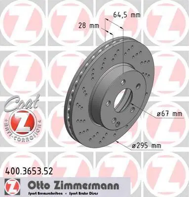 Диск гальмівний SPORT Z ZIMMERMANN 400365352 (фото 1)