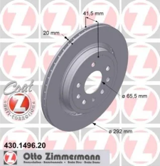 Диск гальмівний Coat Z ZIMMERMANN 430149620