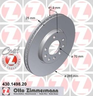 Диск гальмівний (передній) Opel Vectra C/Signum 02-09/Fiat Croma 05- (285x25) ZIMMERMANN 430.1498.20