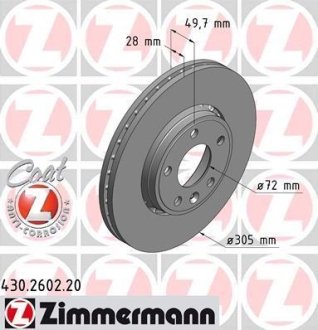 Диск тормозной ZIMMERMANN 430.2602.20