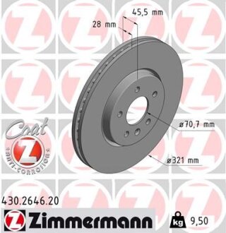 Фото диск гальмівний Coat Z ZIMMERMANN 430264620 Диск гальмівний Coat Z ZIMMERMANN 430264620