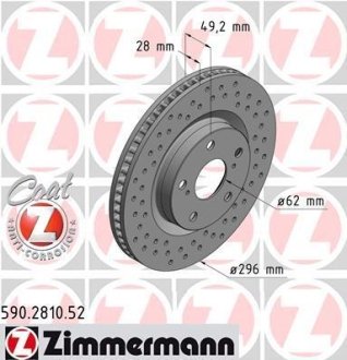 Диск тормозной ZIMMERMANN 590.2810.52