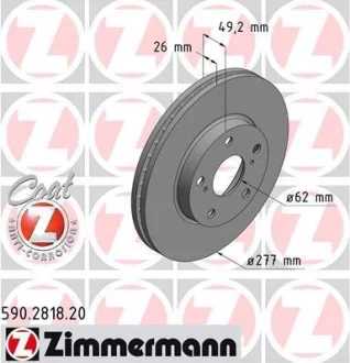 Диск гальмівний Coat Z ZIMMERMANN 590281820